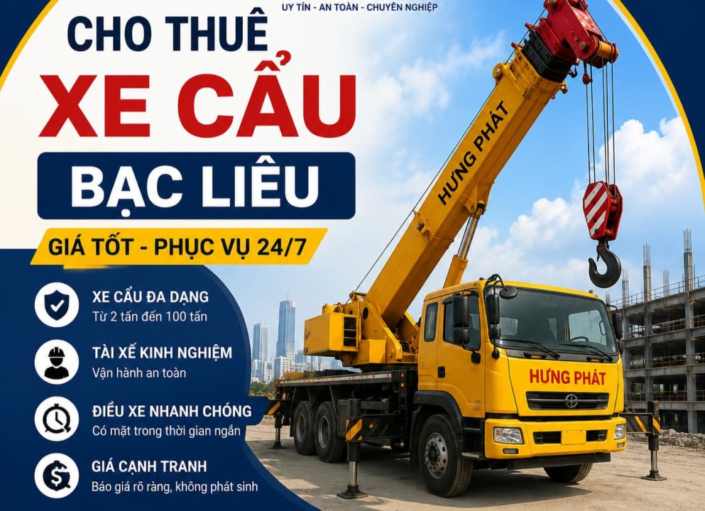 Cho Thuê Xe Cẩu Bạc Liêu Theo Giờ, Theo Ca, Theo Tháng Cho Thuê Xe Cẩu Bạc Liêu Theo Giờ, Theo Ca, Theo Tháng